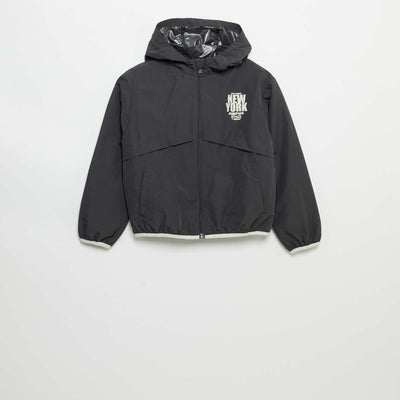 Hooded Windbreaker Jacket BLACK