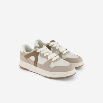 Faux leather low-top sneakers BEIGE