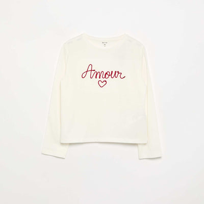 Long-sleeved T-shirt with graphic WHITE