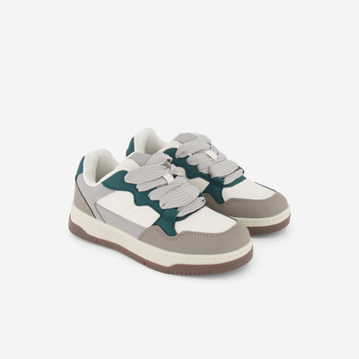 Faux Leather Low-Top Sneakers GREY