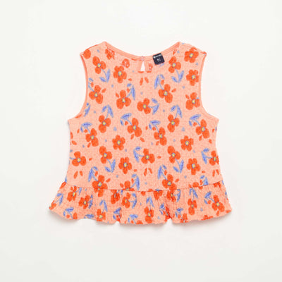 Sleeveless Waffle Blouse ORANGE