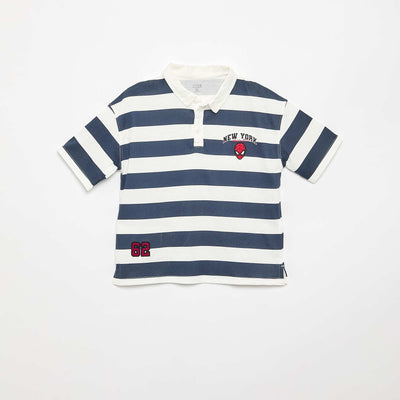 Marvel 'Spider-Man' Striped Short-Sleeve Polo Shirt BLUE