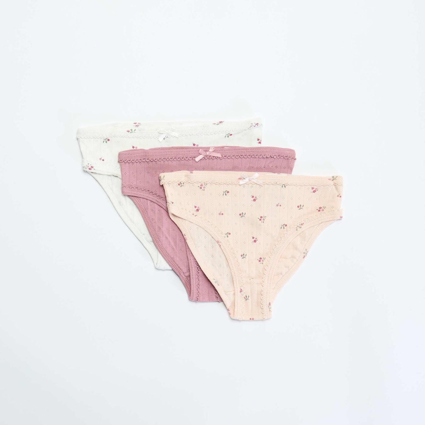 Cute 3-Pack Pointelle Knit Briefs BEIGE
