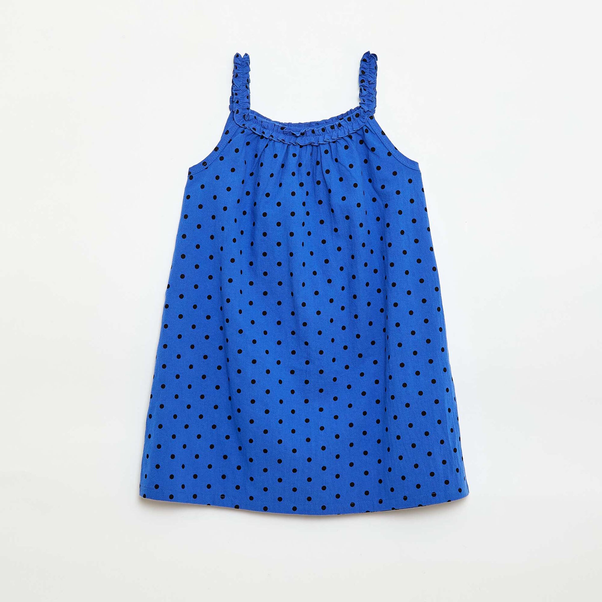 Strappy Dress with Ruffled Collar BLUE