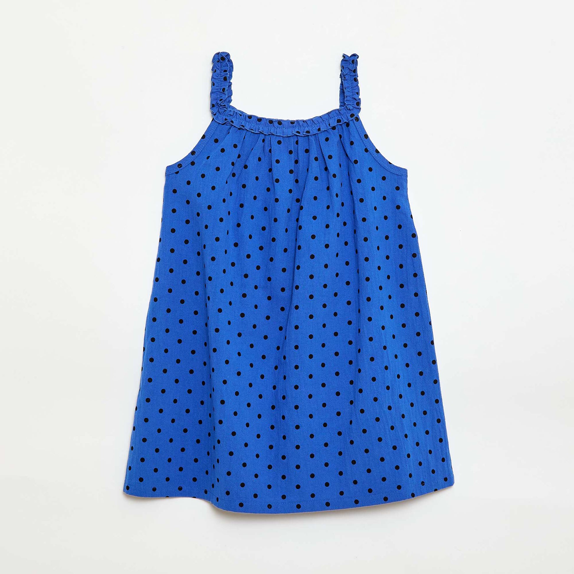 Strappy Dress with Ruffled Collar BLUE