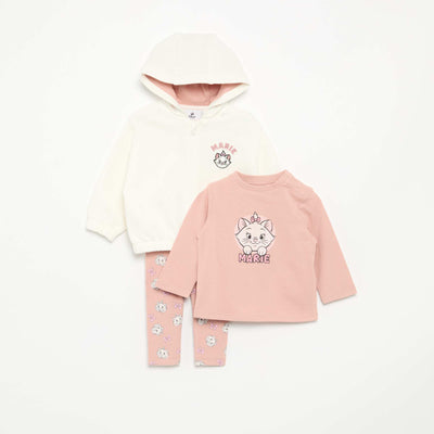 'Disney' 3-piece set - hooded sweatshirt + T-shirt + leggings PINK