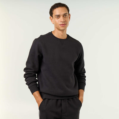 Plain Brushed Fleece Sweatshirt BLACK