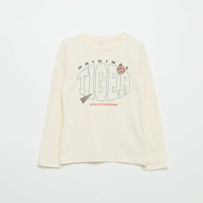 Printed long-sleeved T-shirt WHITE