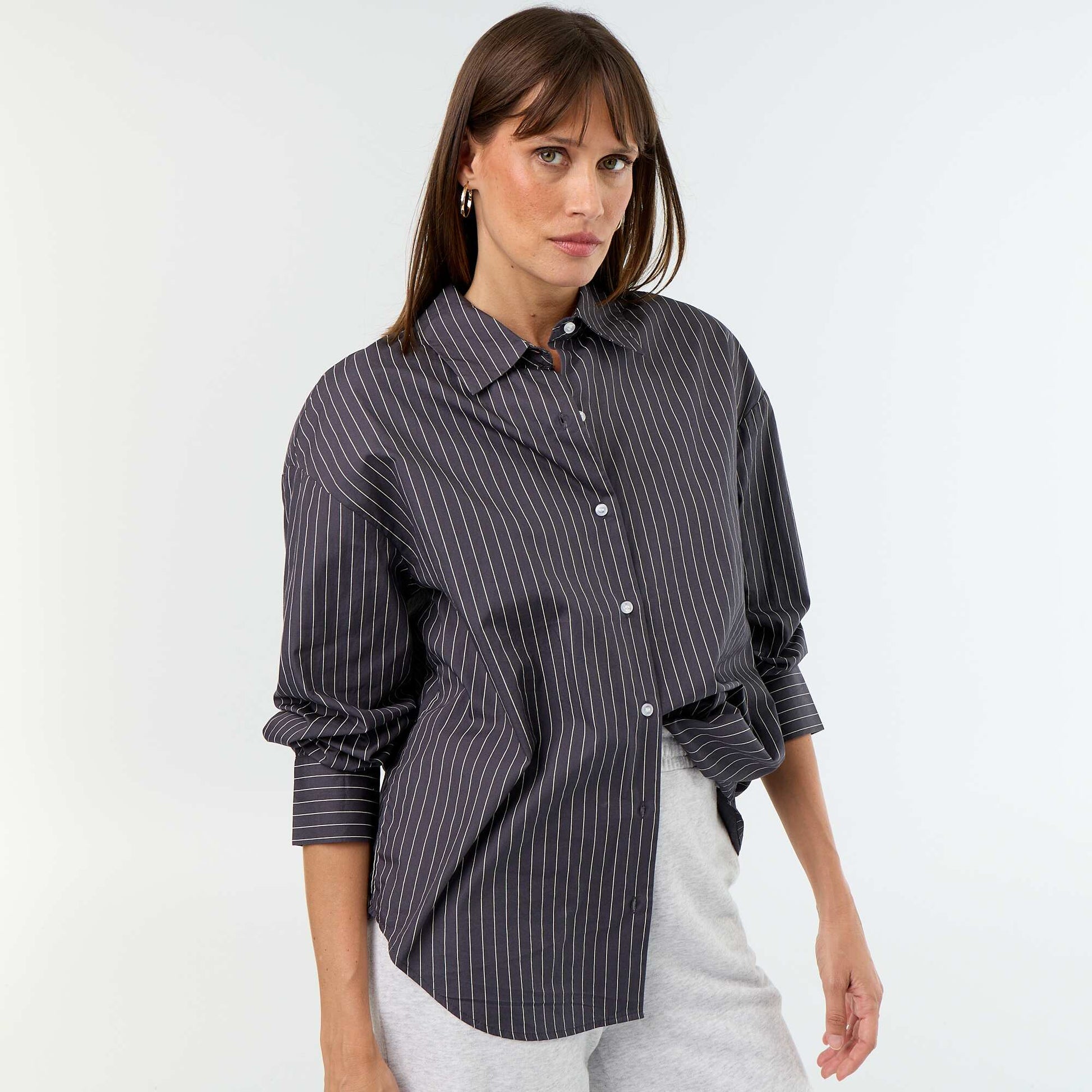 Striped long-sleeved shirt GREY