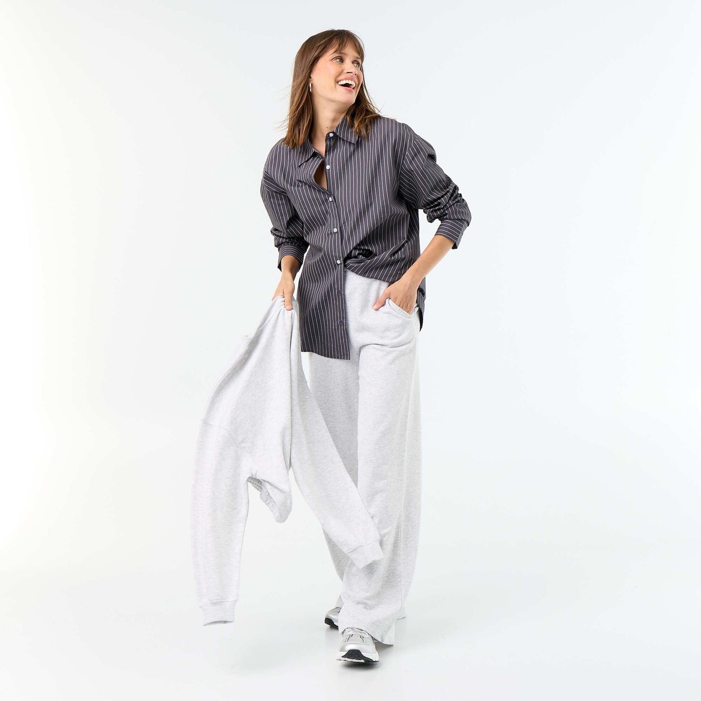 Striped long-sleeved shirt GREY