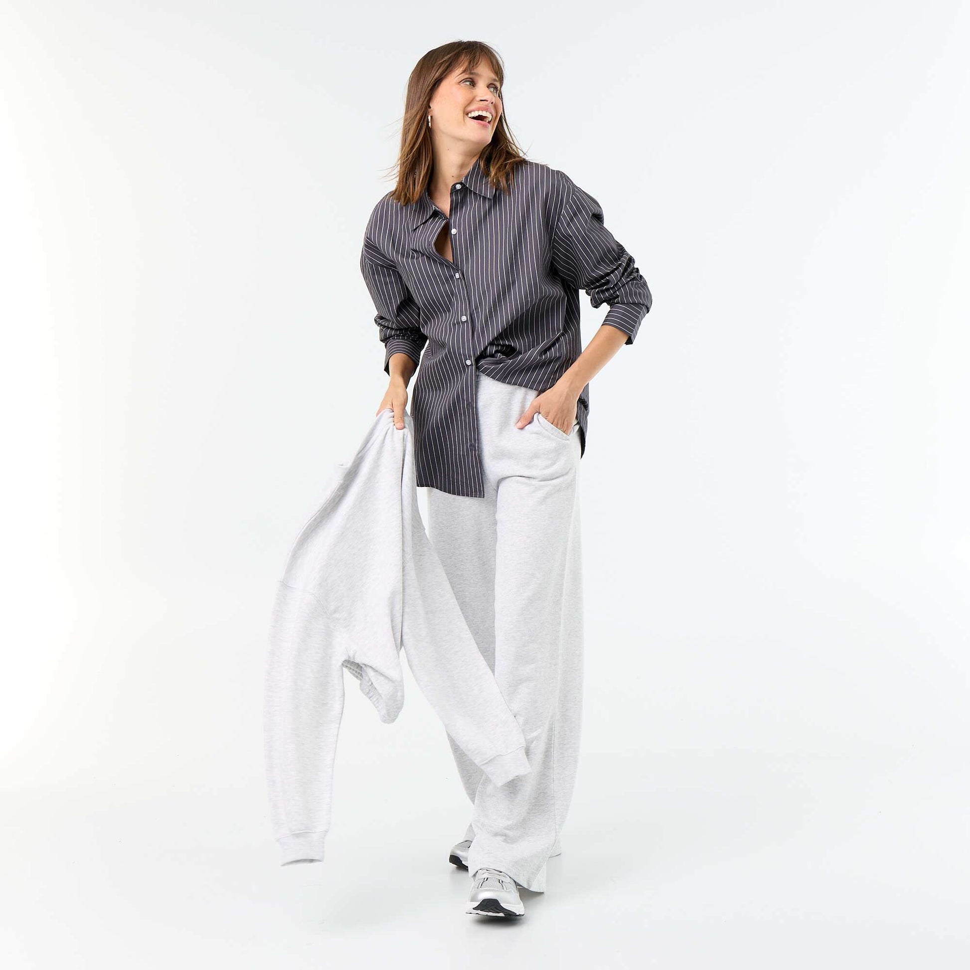 Striped long-sleeved shirt GREY