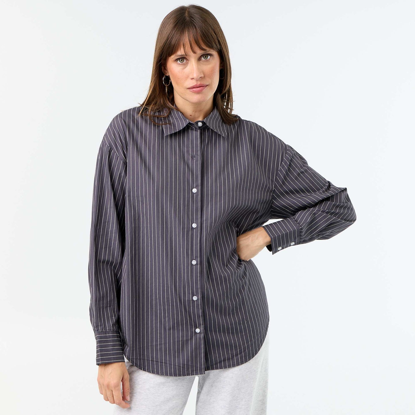 Striped long-sleeved shirt GREY