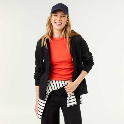 Lightweight hooded zip-up French Terry sweatshirt BLACK