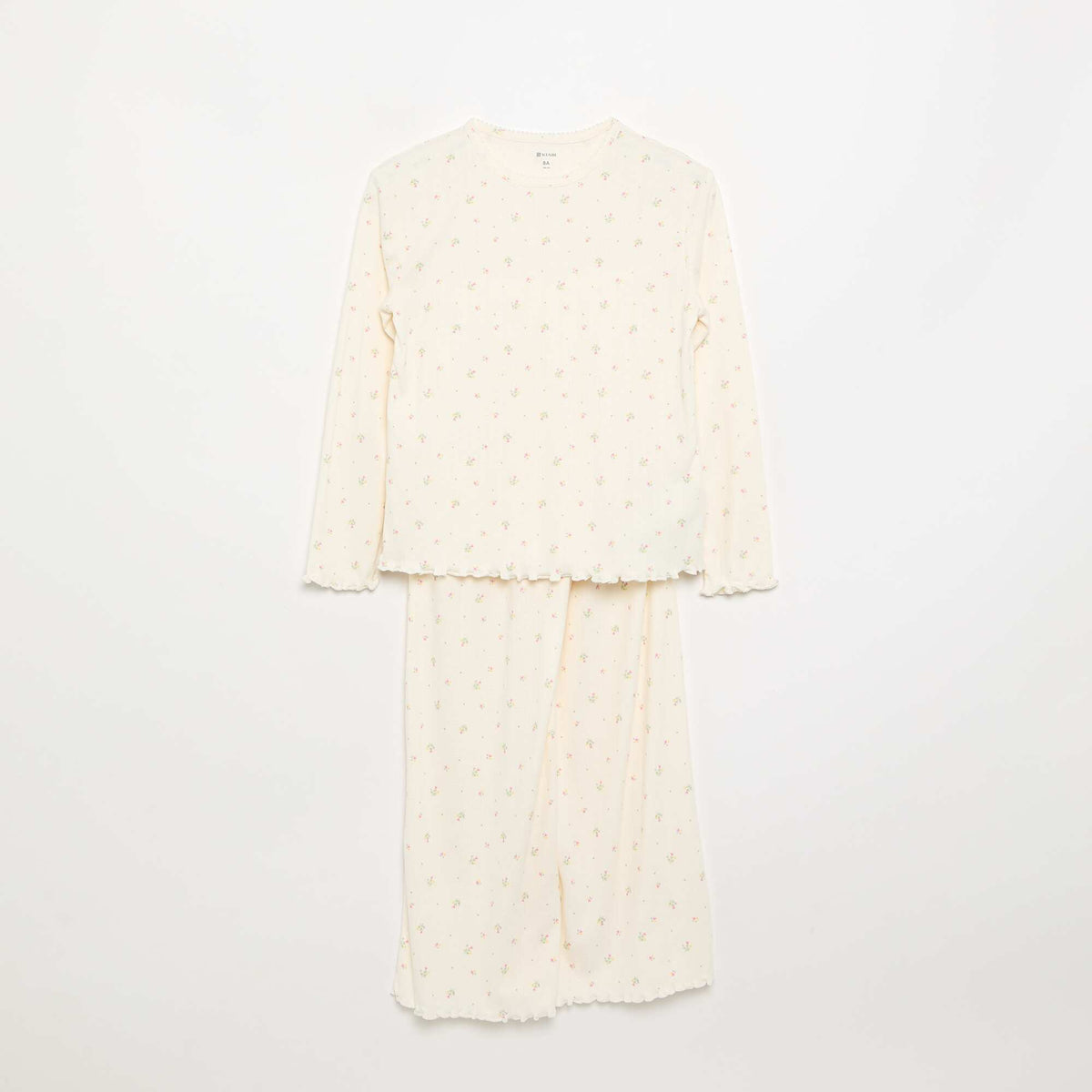 بيجامة من قطعتين من نسيج «بوينتيل» باللون البيج