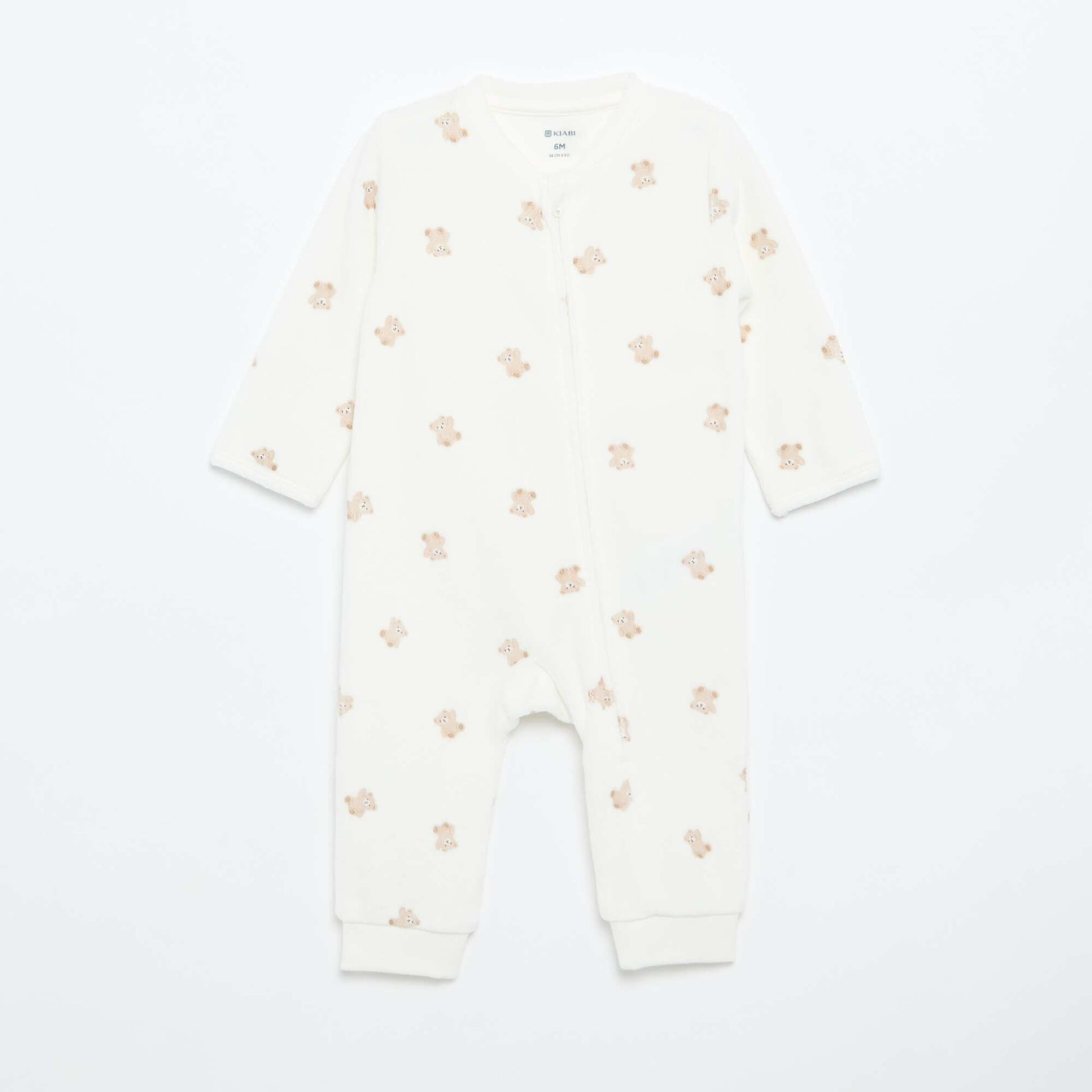 Printed Velour Sleepsuit WHITE