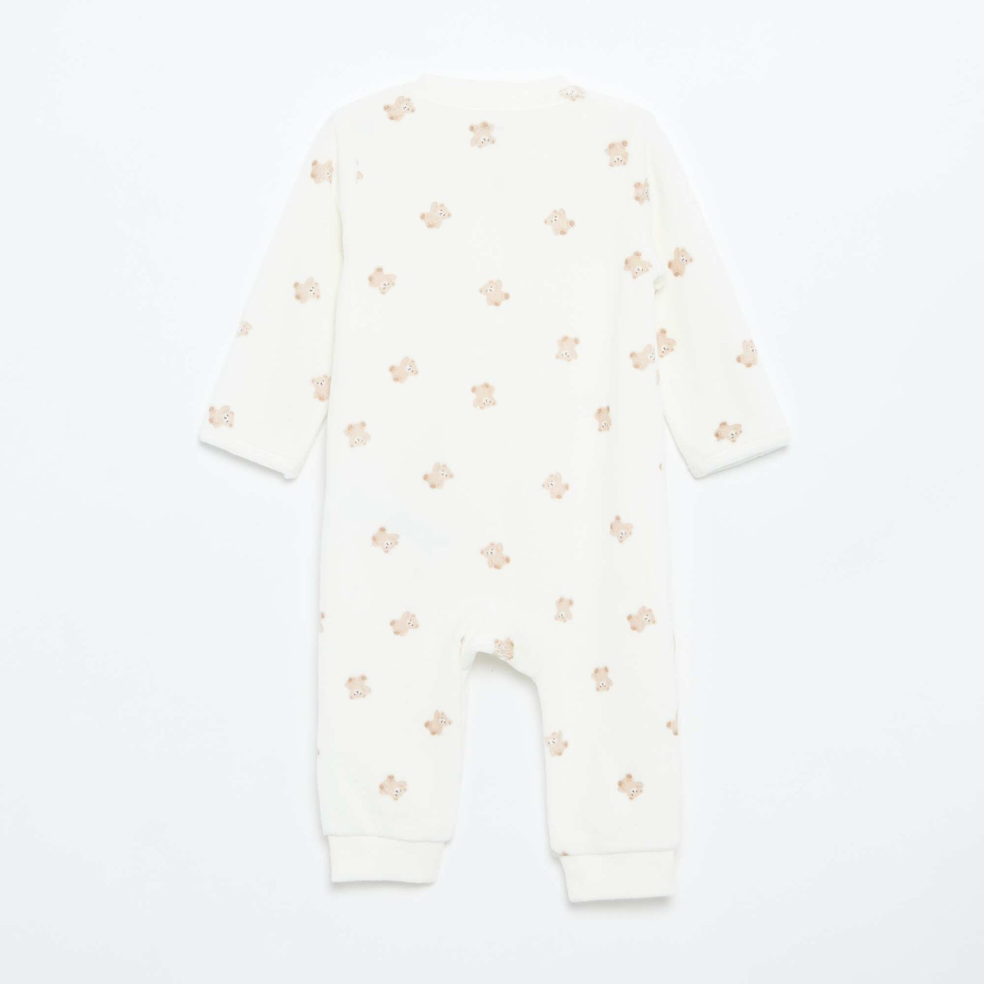 Printed Velour Sleepsuit WHITE