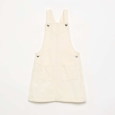 Solid Twill Pinafore Dress WHITE