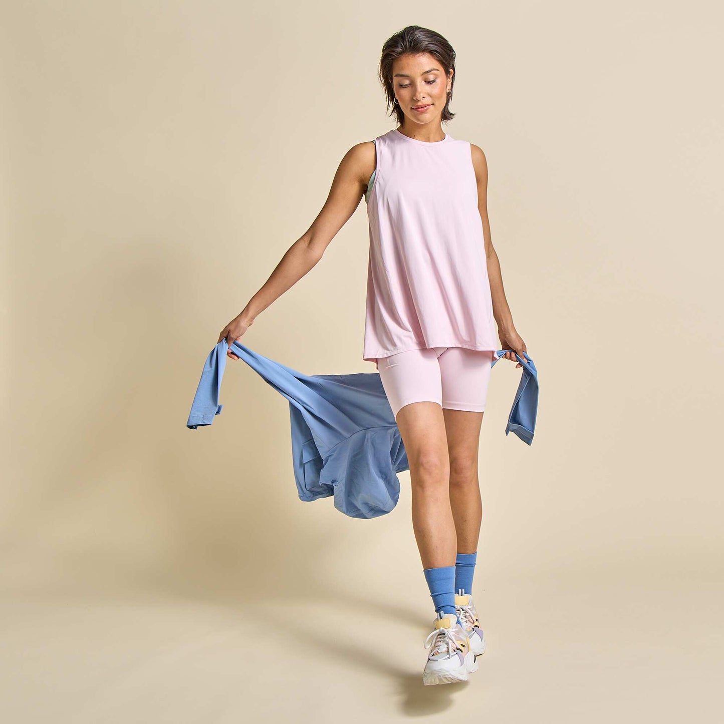 Flowing tank top with wide armholes PINK