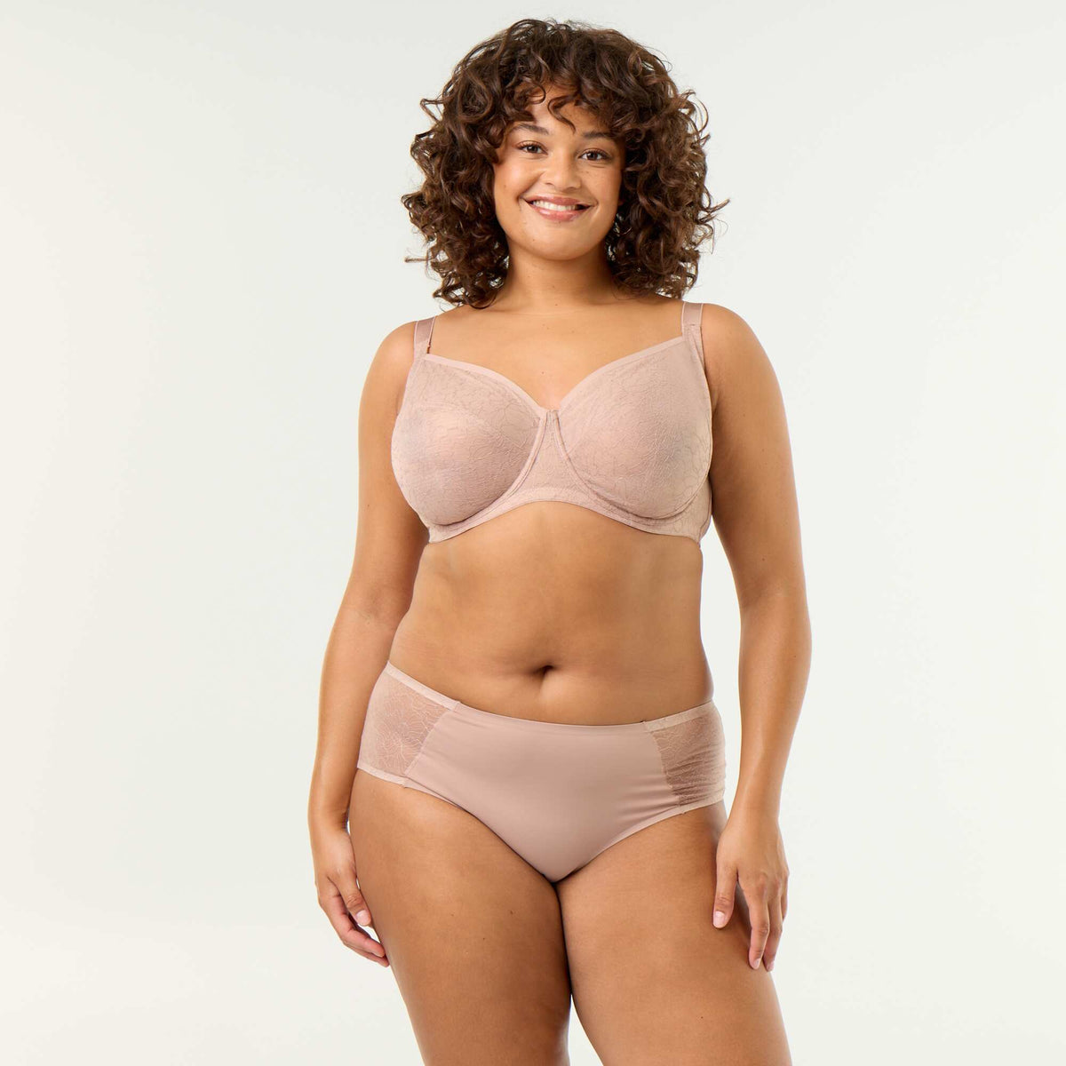 Full Cup Lace Bra BEIGE