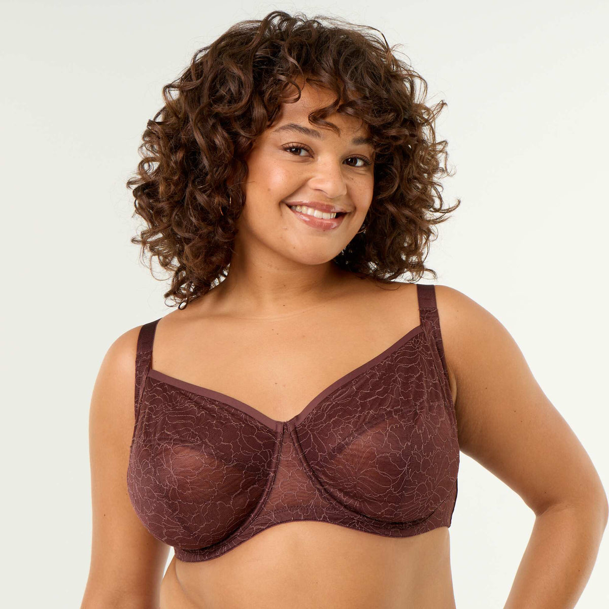 Full Cup Lace Bra BROWN