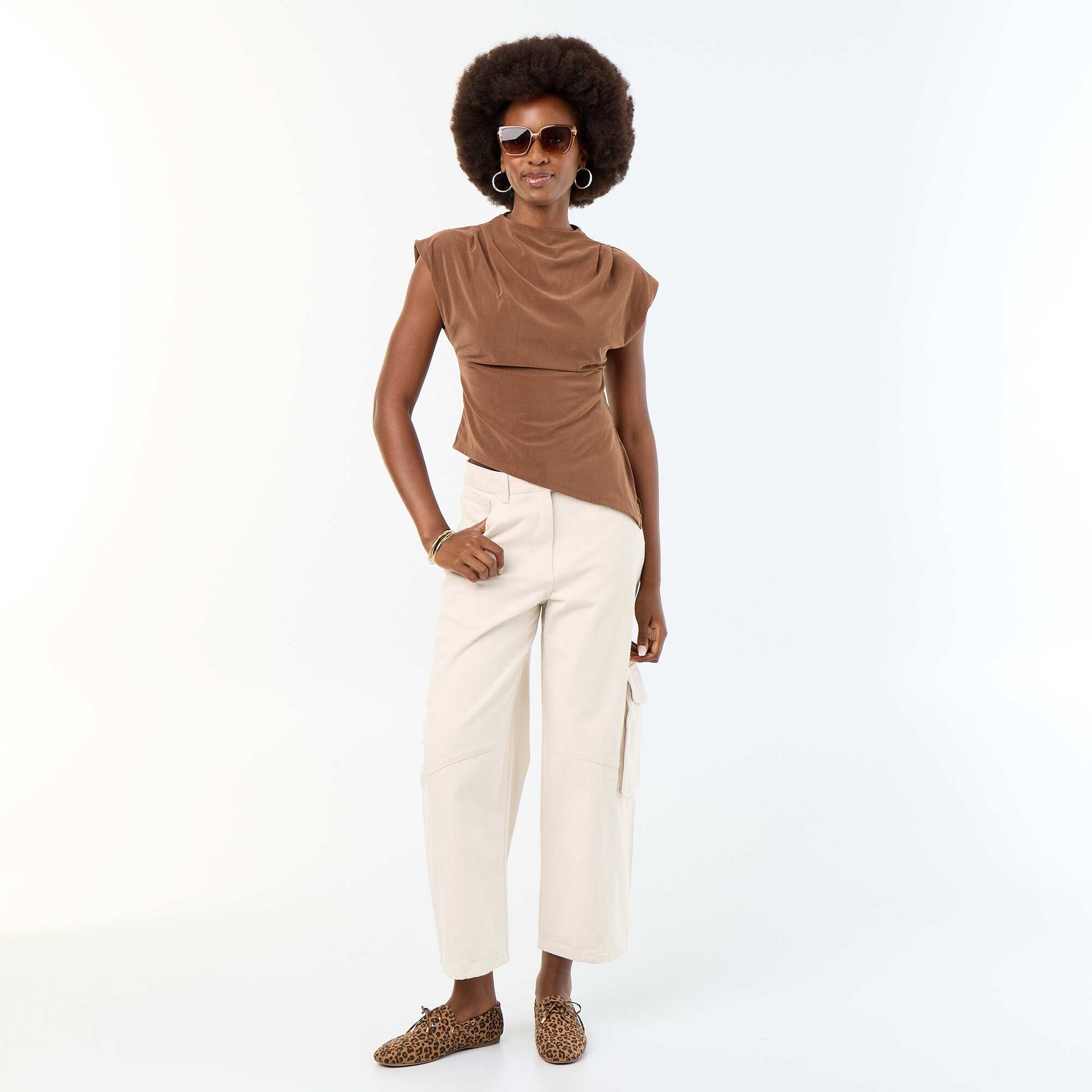 Balloon pants with flap pocket ECRU