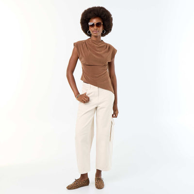 Balloon pants with flap pocket ECRU