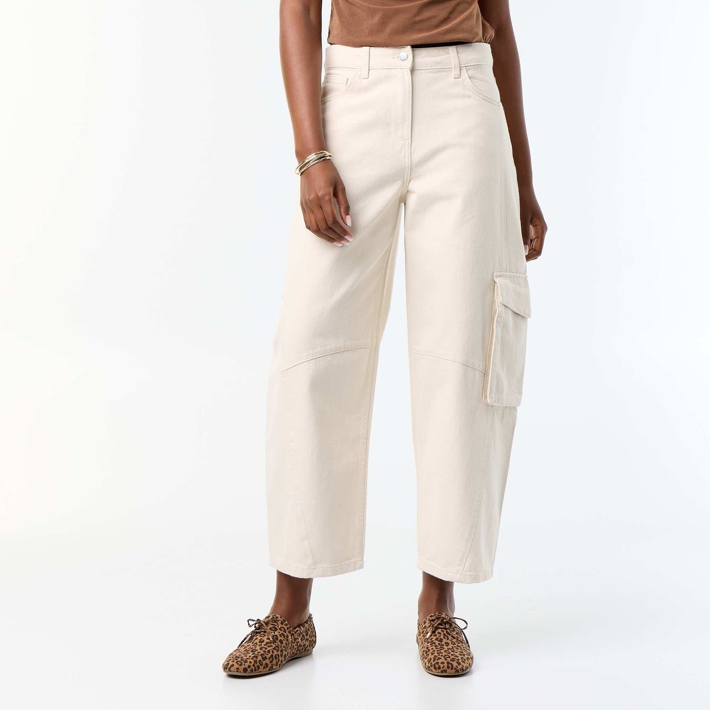 Balloon pants with flap pocket ECRU