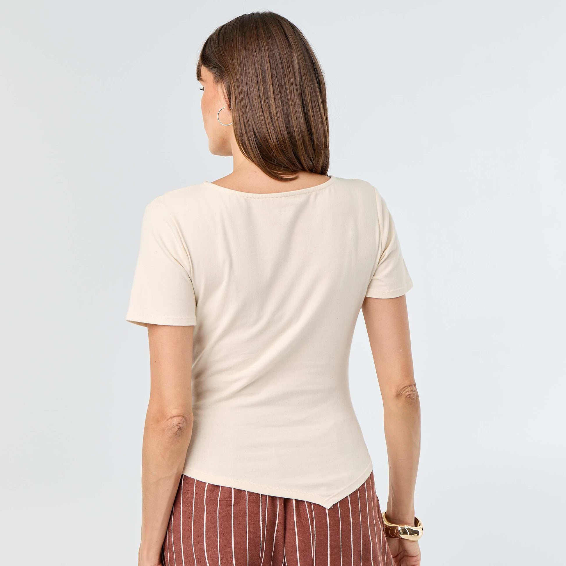 Asymmetric Short-Sleeved T-Shirt WHITE