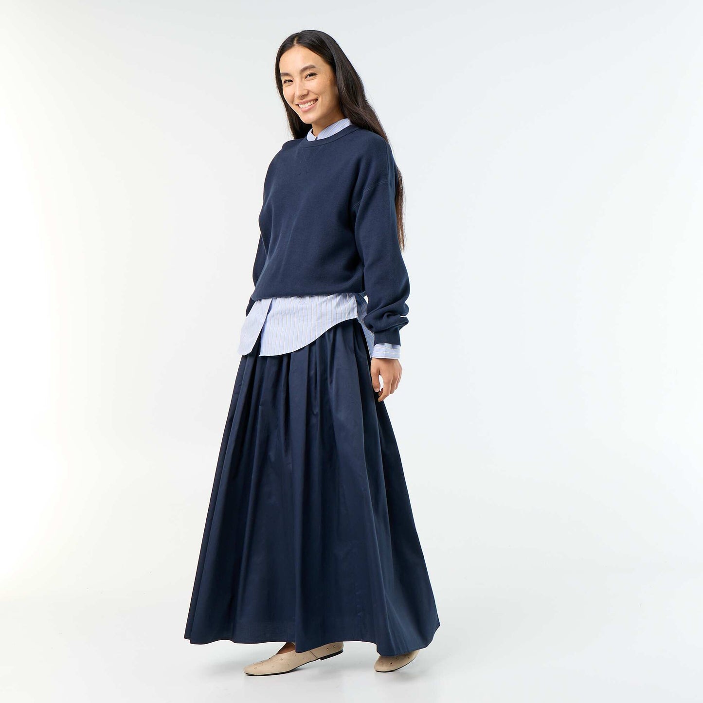 Solid Long Skirt BLUE