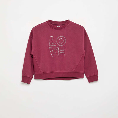 Sweatshirt with rhinestone stars PURPLE