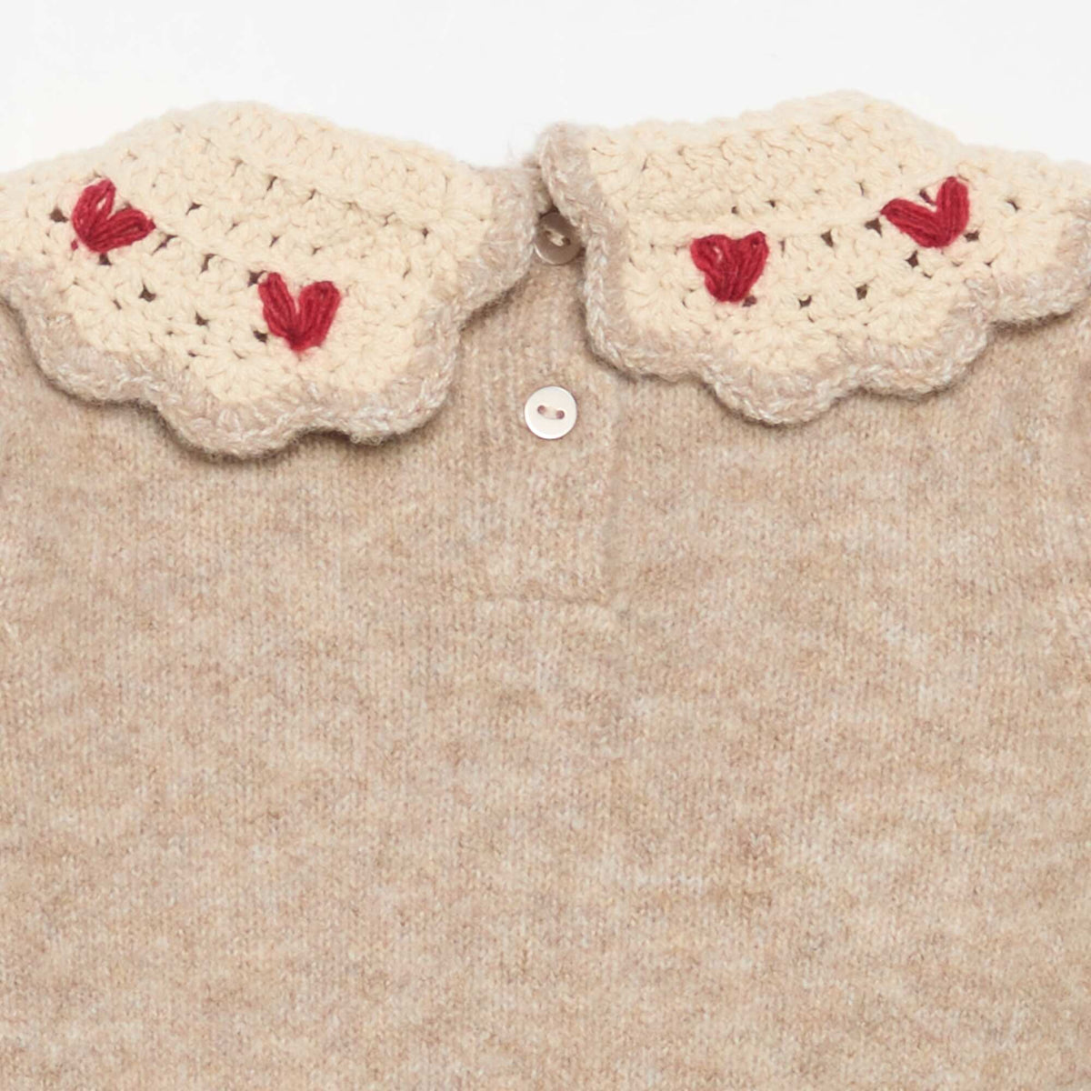 Sweater with embroidered collar BEIGE