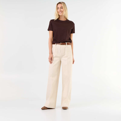 High-waisted wide-leg jeans with patch pockets WHITE