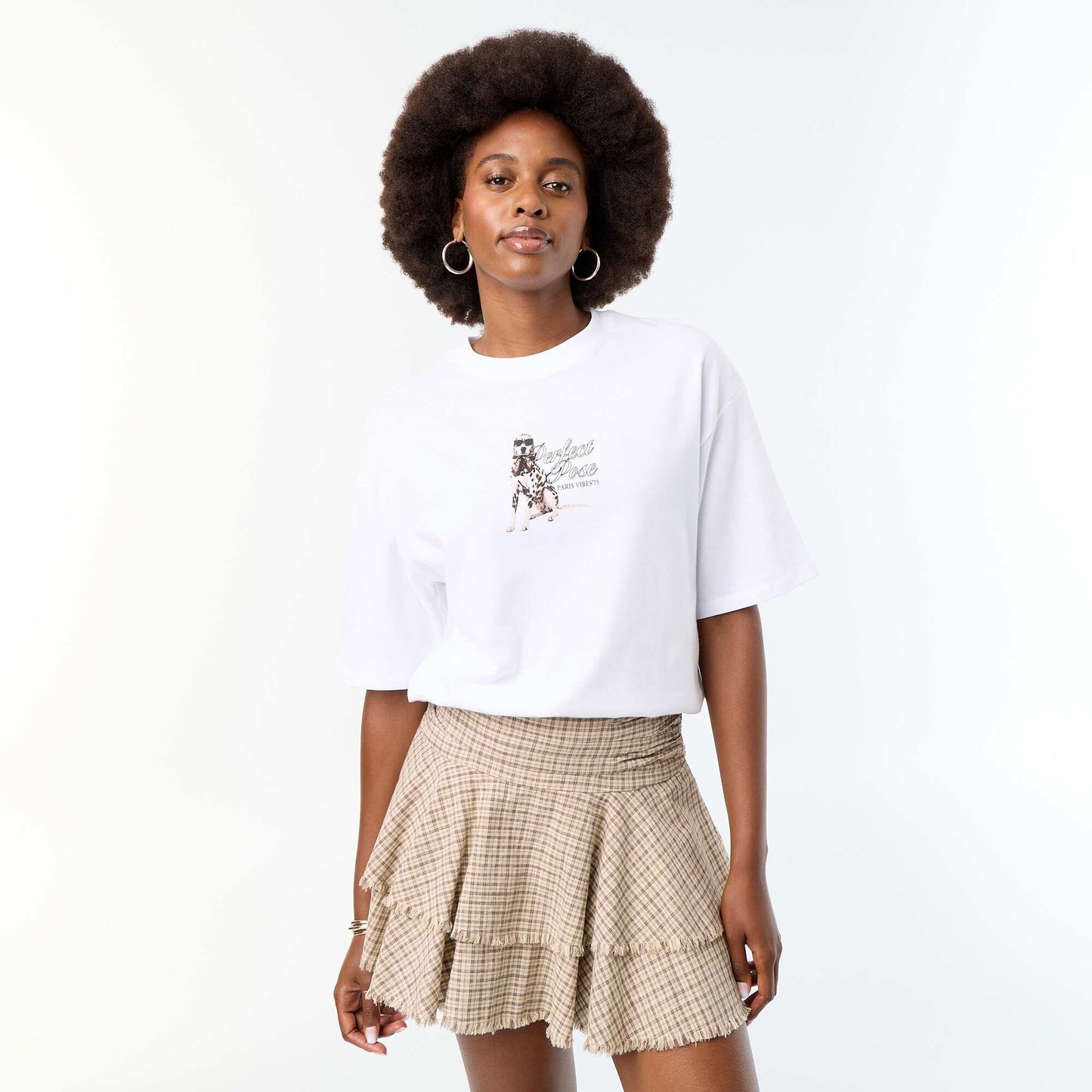 Oversized T-shirt with Dalmatian print WHITE