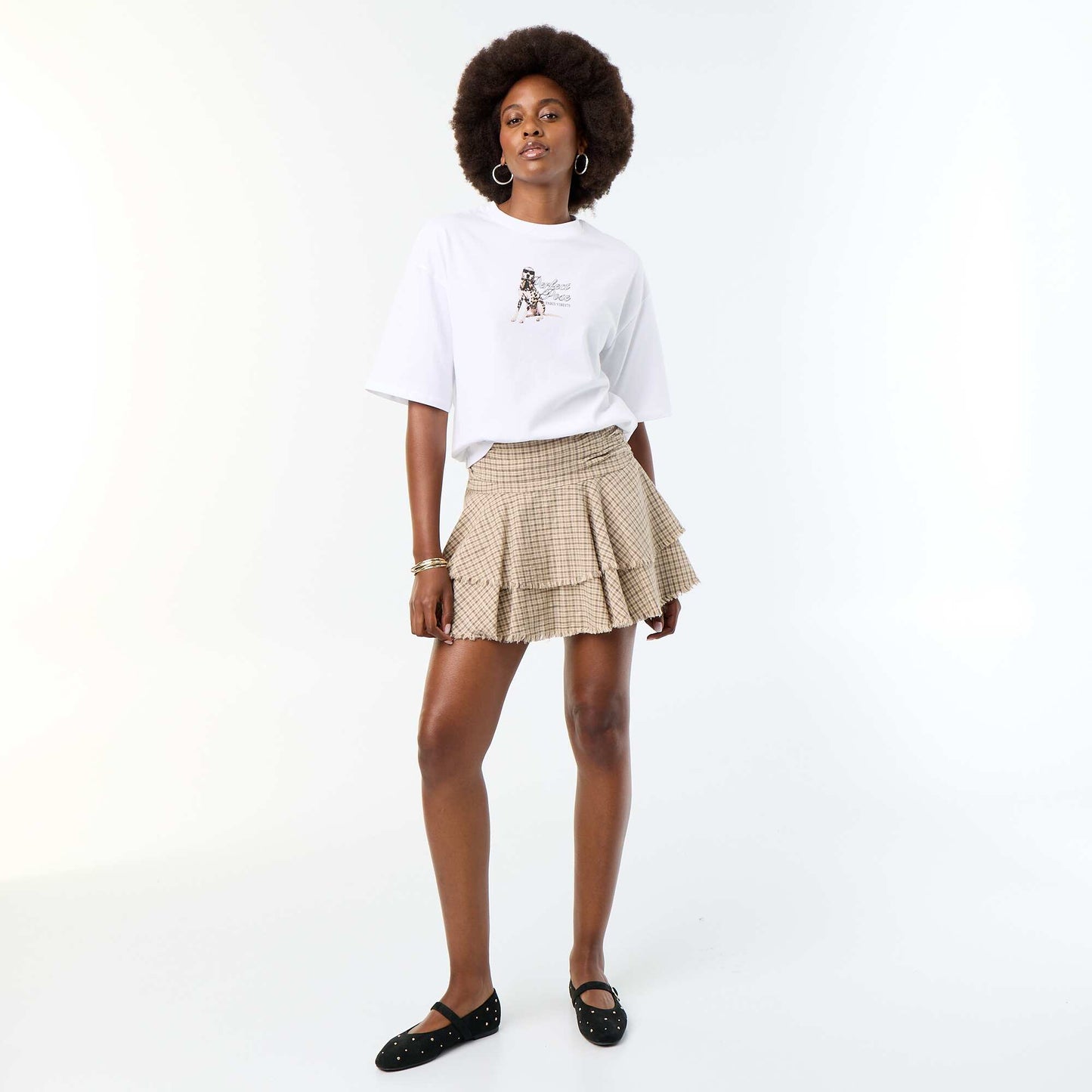 Oversized T-shirt with Dalmatian print WHITE