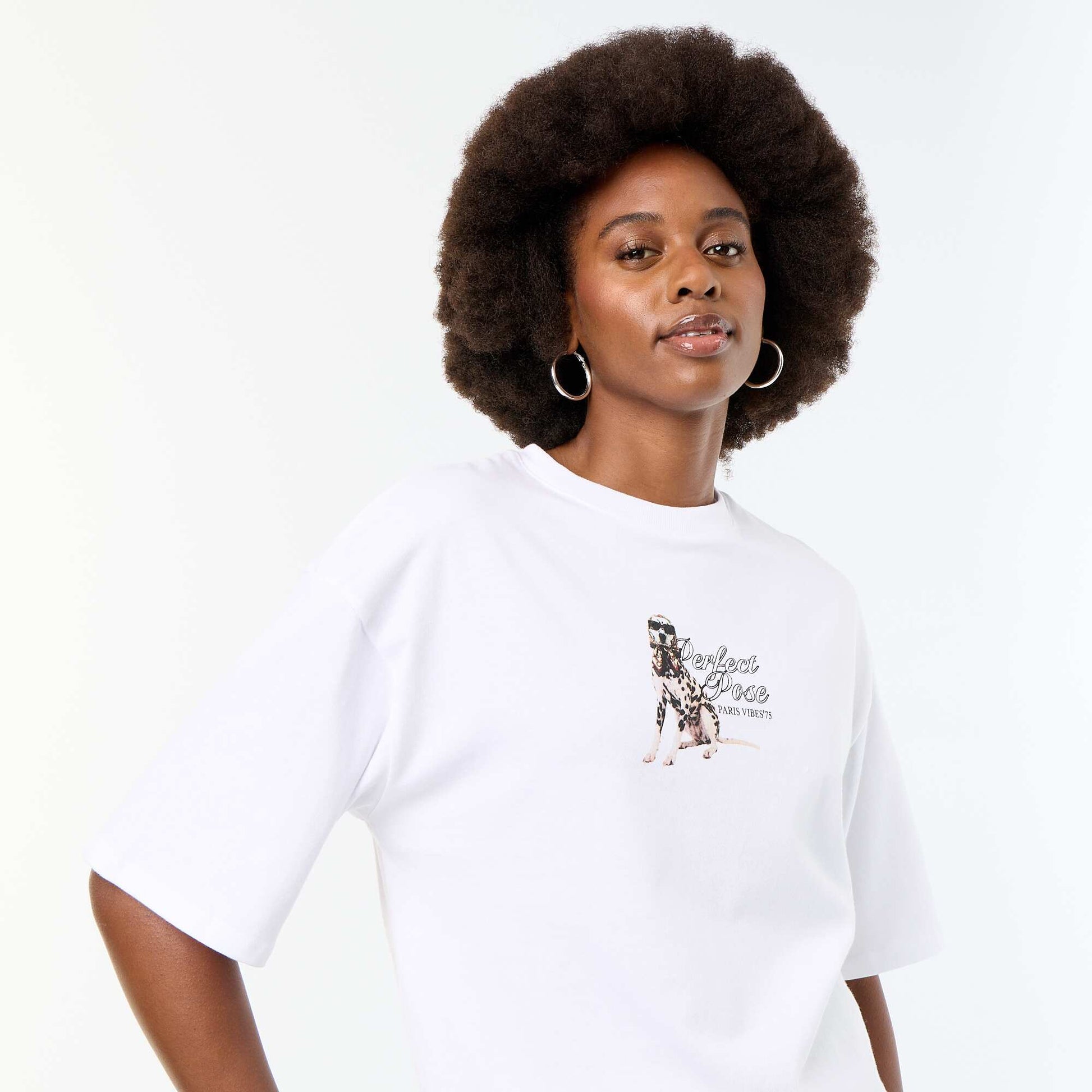 Oversized T-shirt with Dalmatian print WHITE