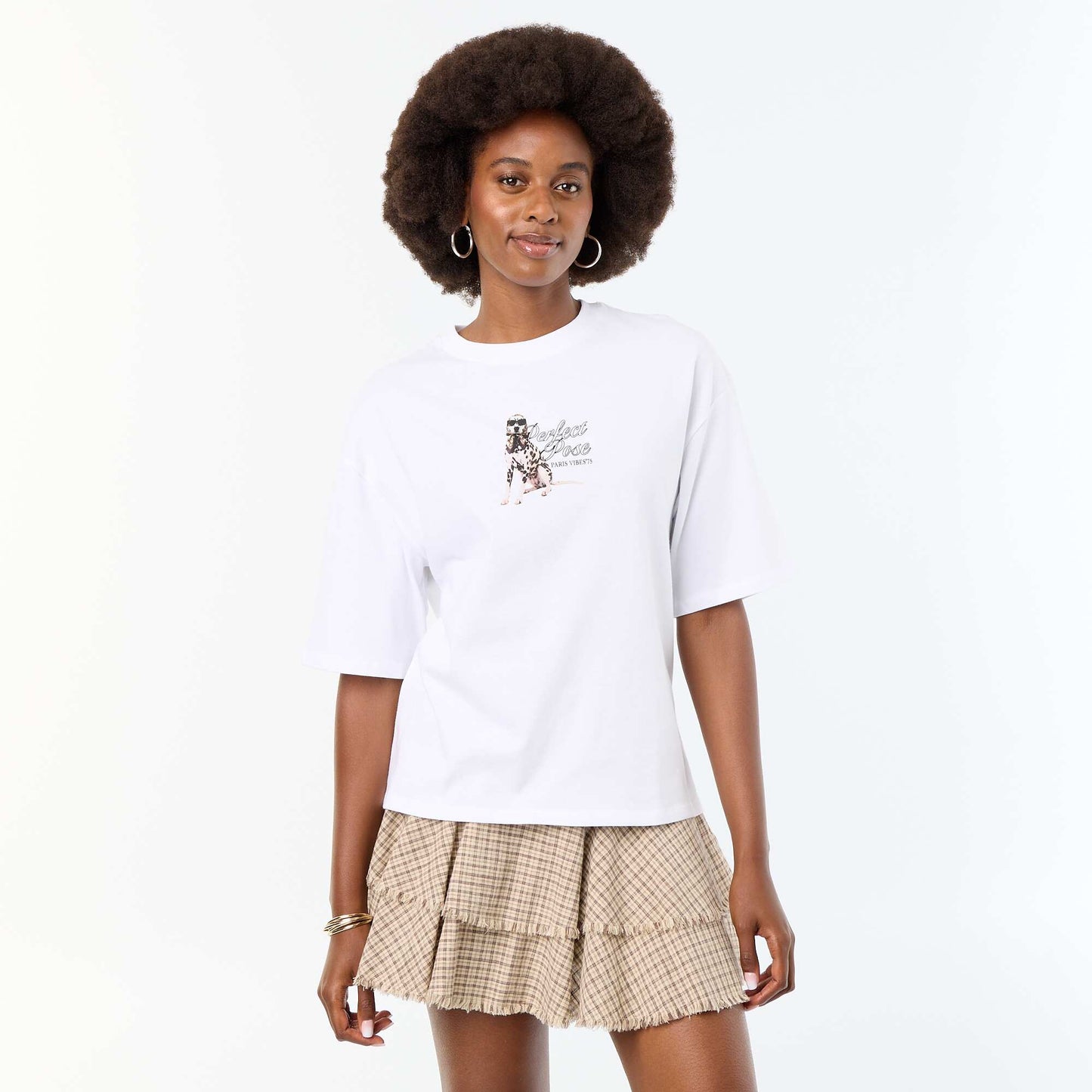 Oversized T-shirt with Dalmatian print WHITE