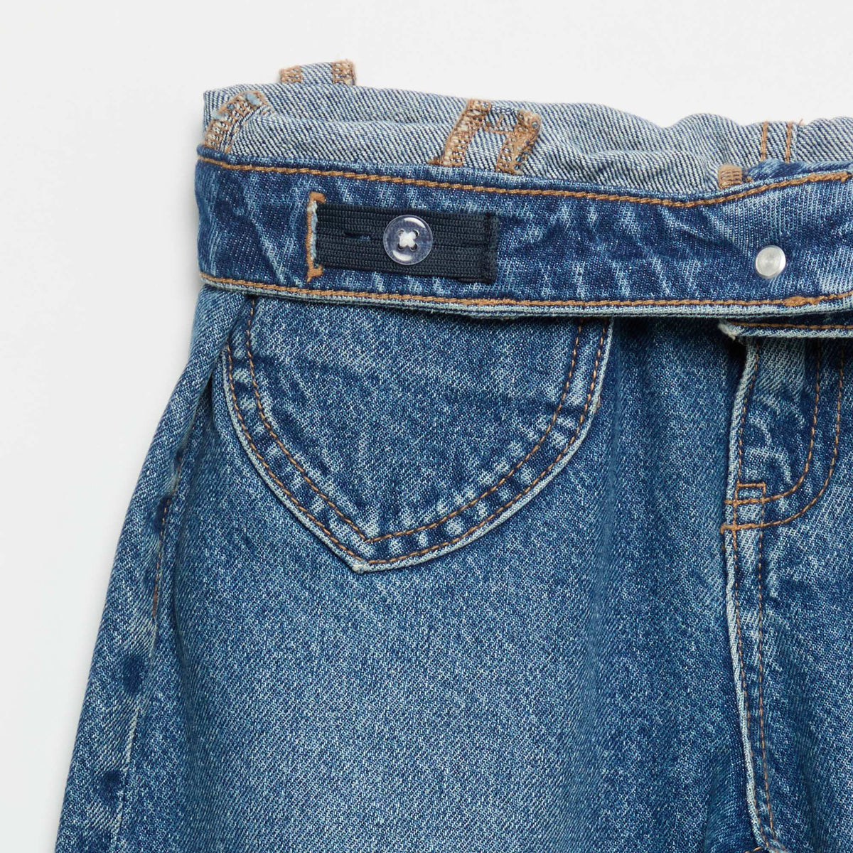 Wide Leg Pants with Heart Embroidery BLUE