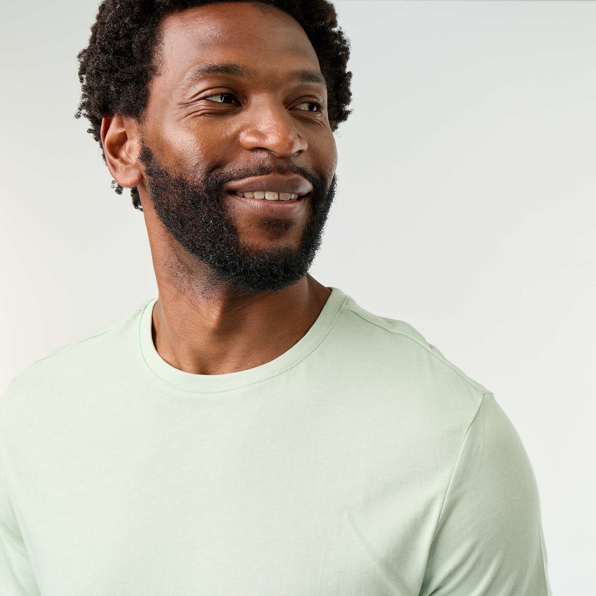 Plain jersey straight T-shirt GREEN