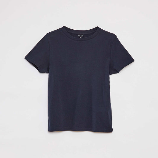 Basic plain jersey T-shirt BLUE