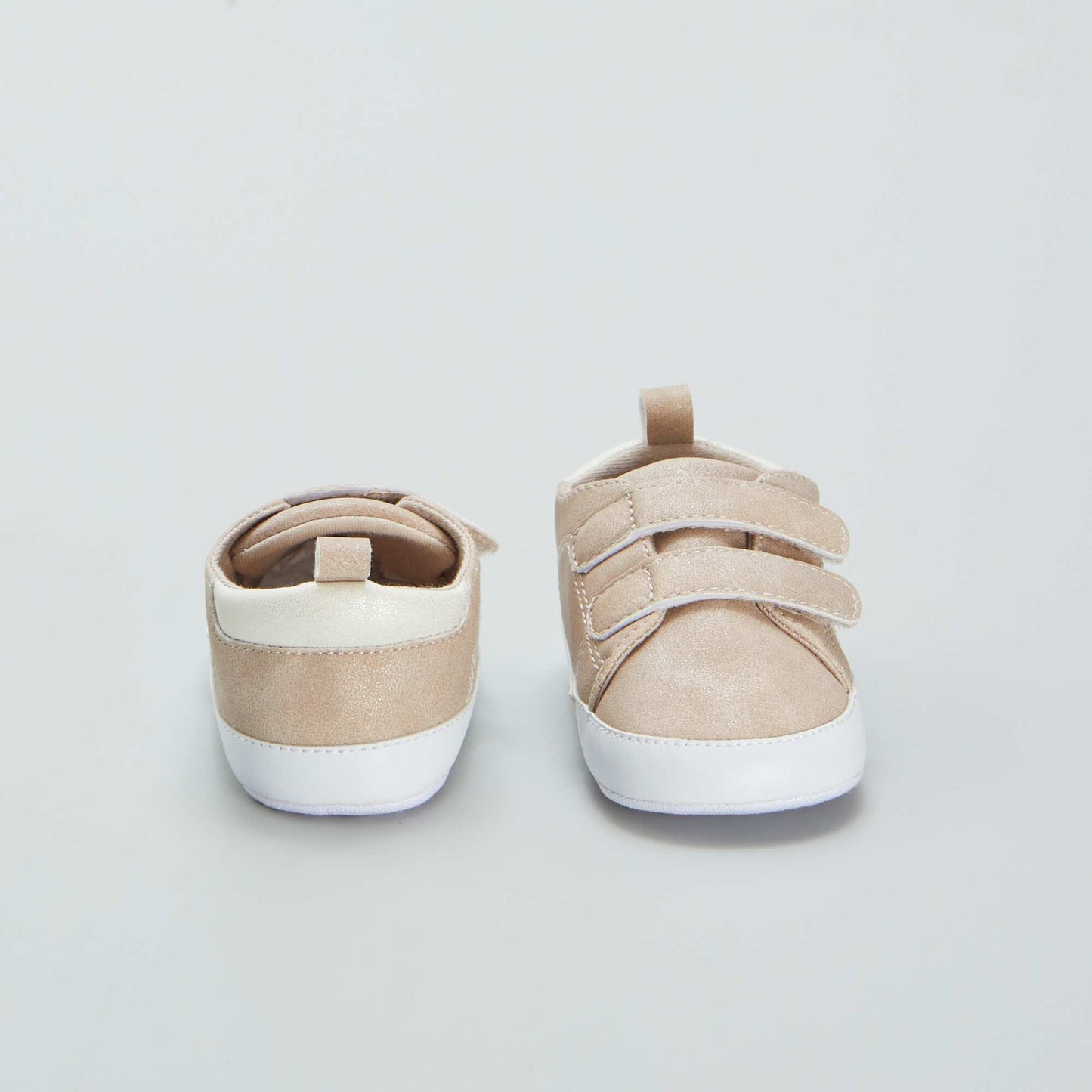 Two-tone trainers with hook and loop fastening BEIGE