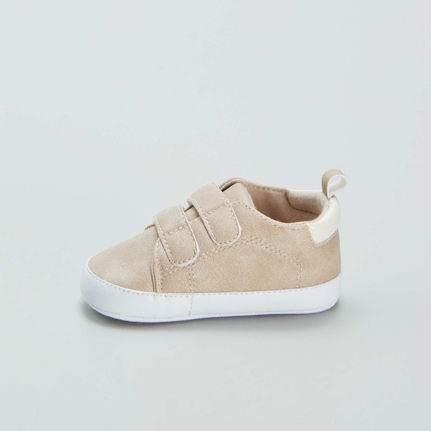 Two-tone trainers with hook and loop fastening BEIGE