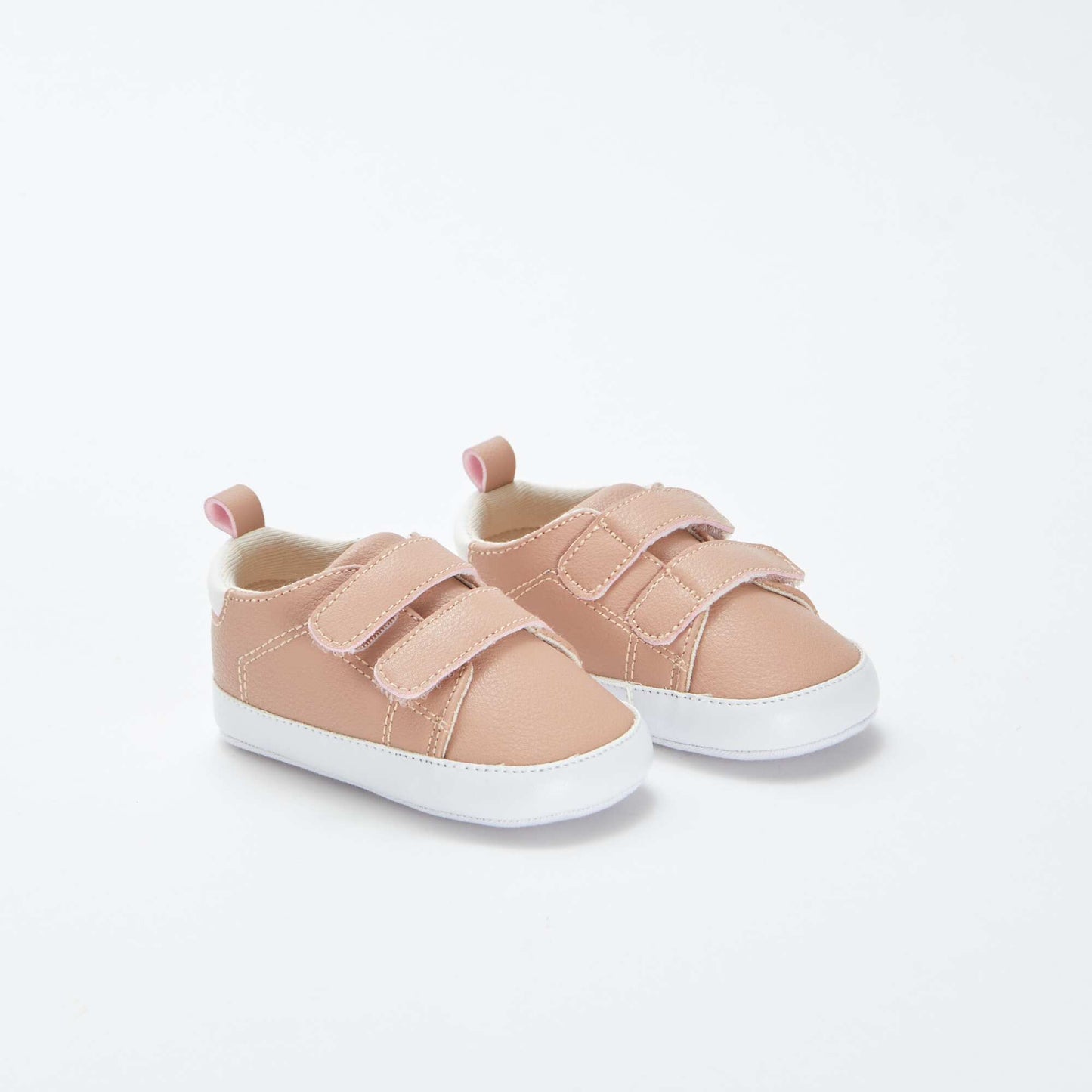 Two-tone trainers with hook and loop fastening BEIGE