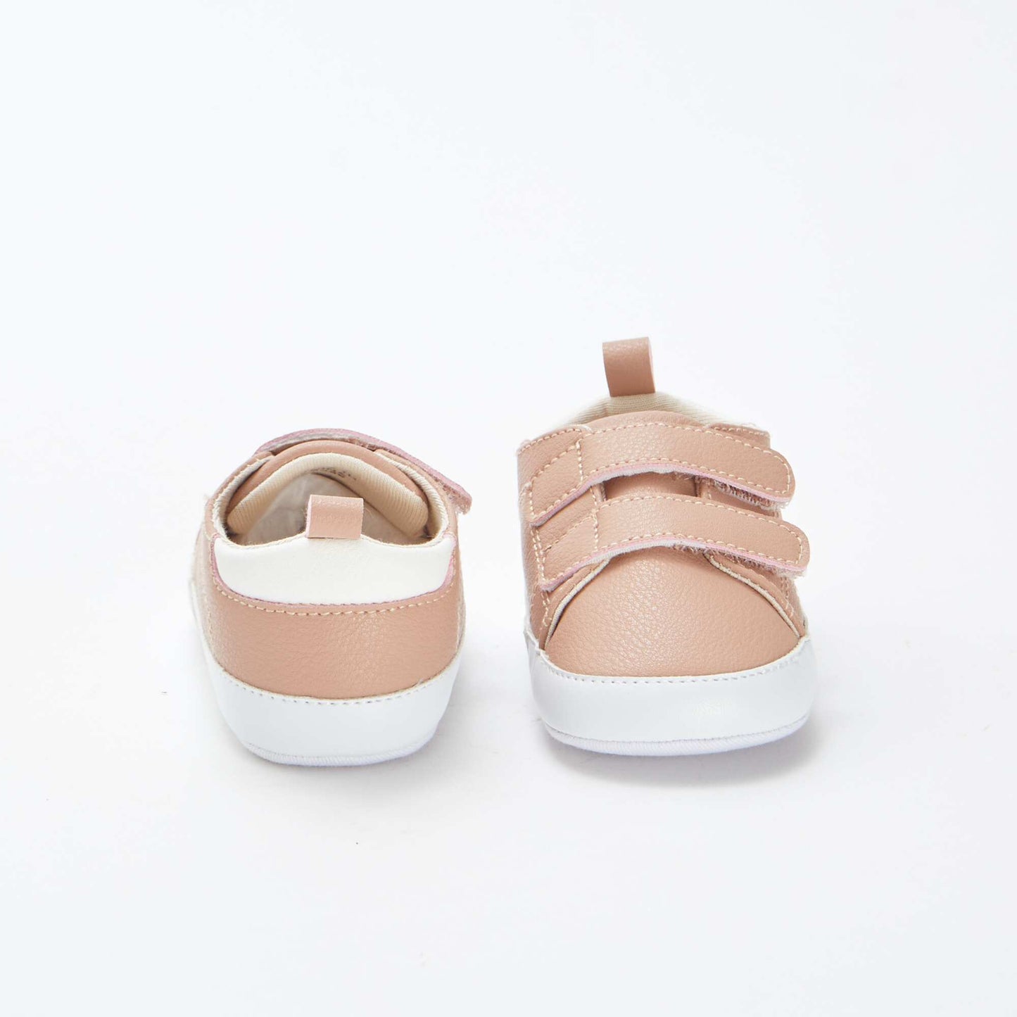Two-tone trainers with hook and loop fastening BEIGE