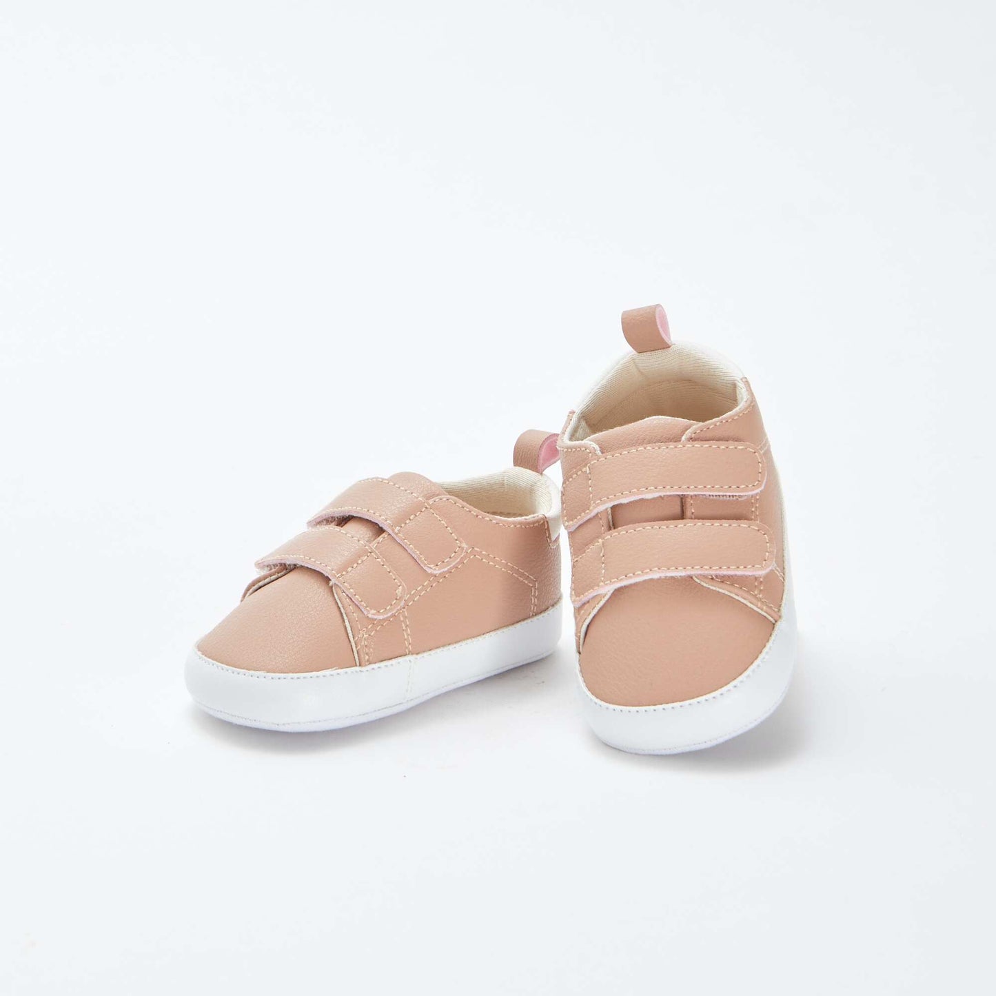 Two-tone trainers with hook and loop fastening BEIGE