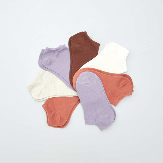 Pack of 7 pairs of trainer socks BROWN