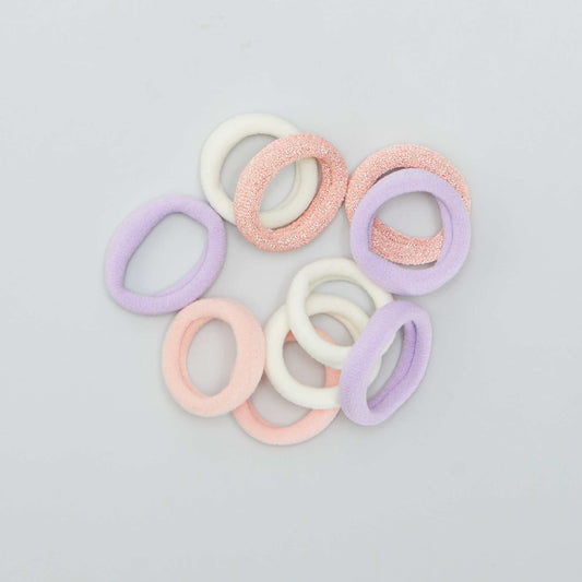 Pack of 10 elasticated scrunchies PINK