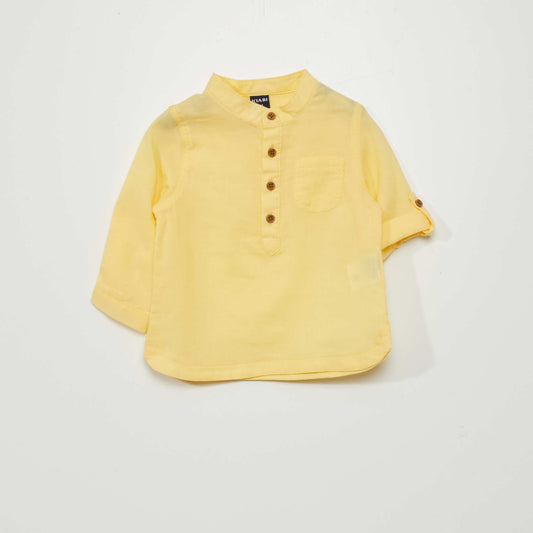 Eco-design shirt with grandad collar YELLOW