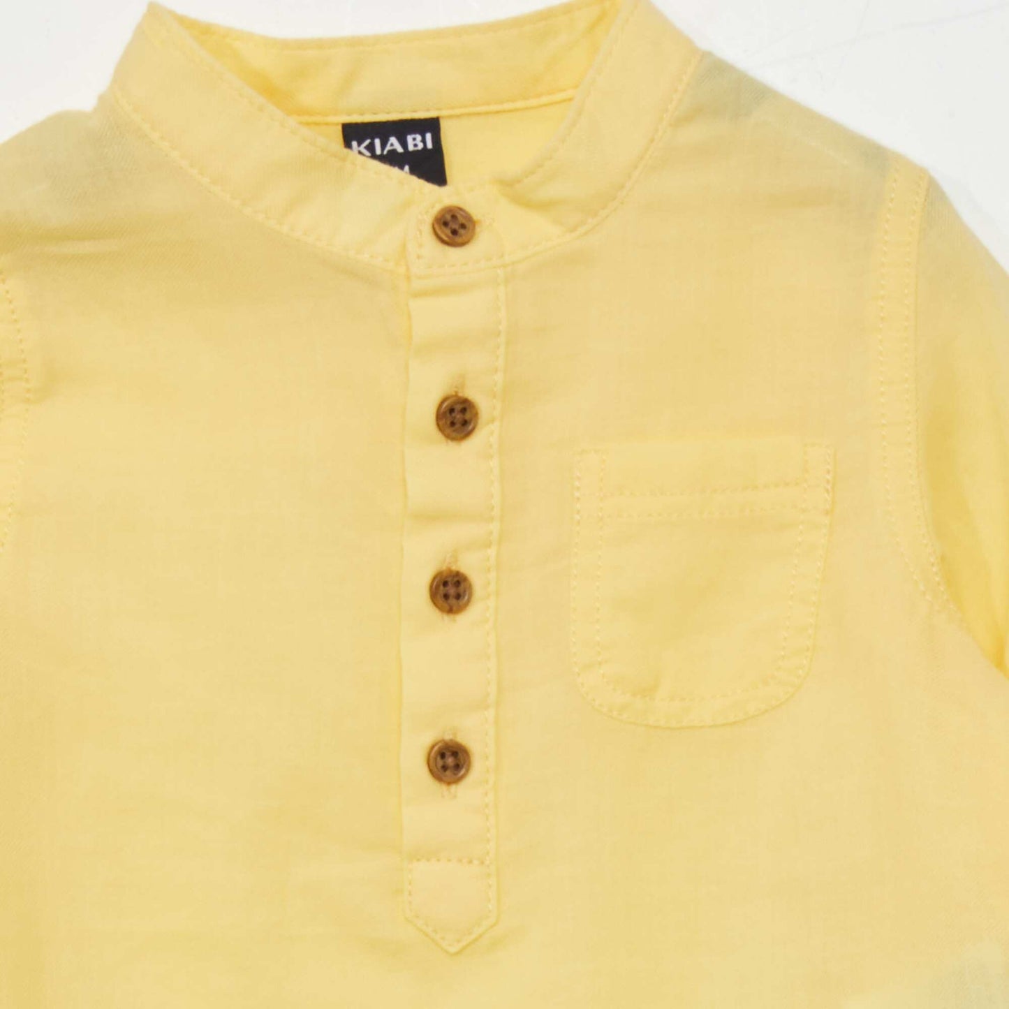 Eco-design shirt with grandad collar YELLOW