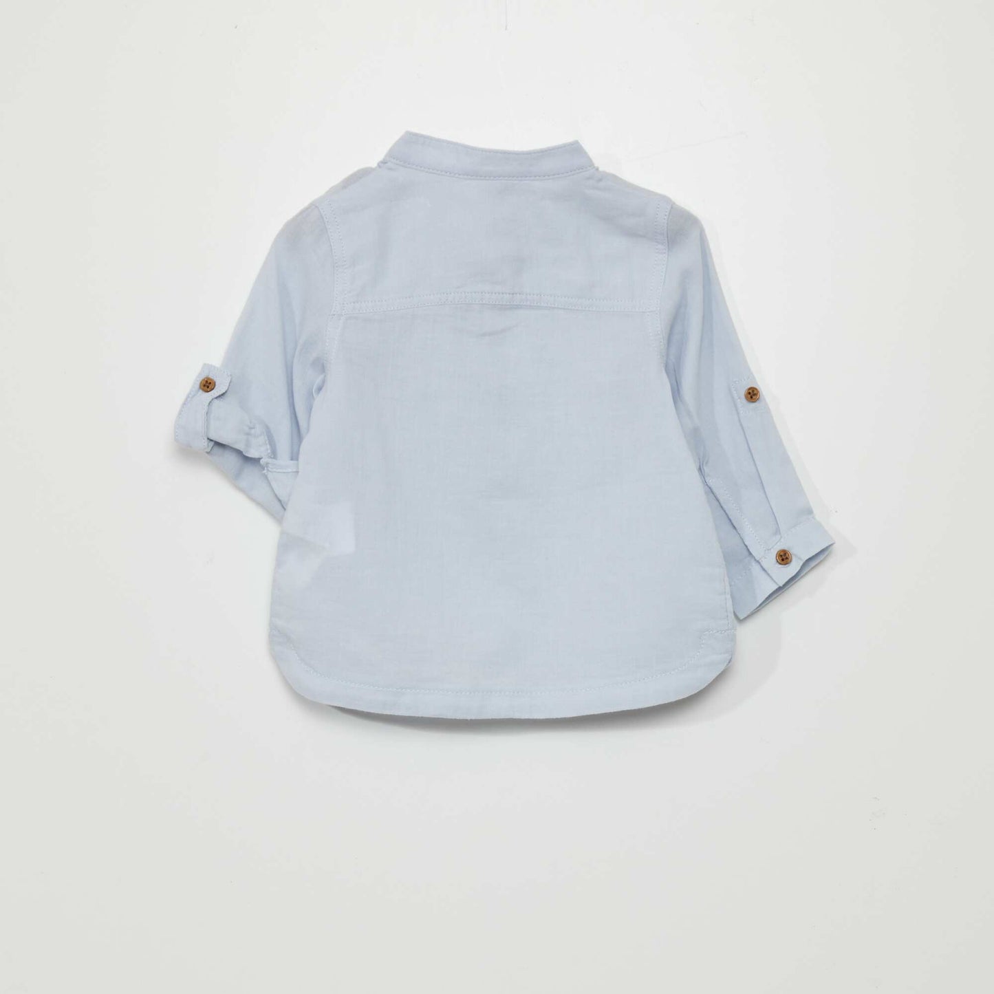 Eco-design shirt with grandad collar BLUE