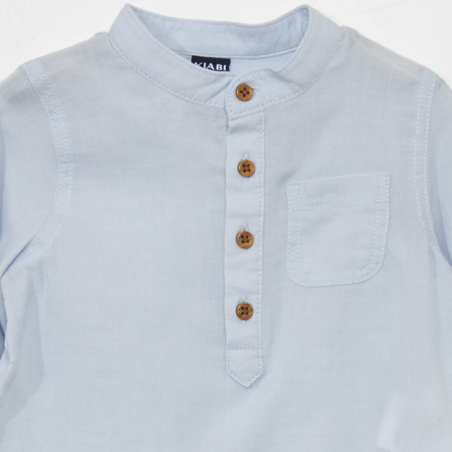 Eco-design shirt with grandad collar BLUE